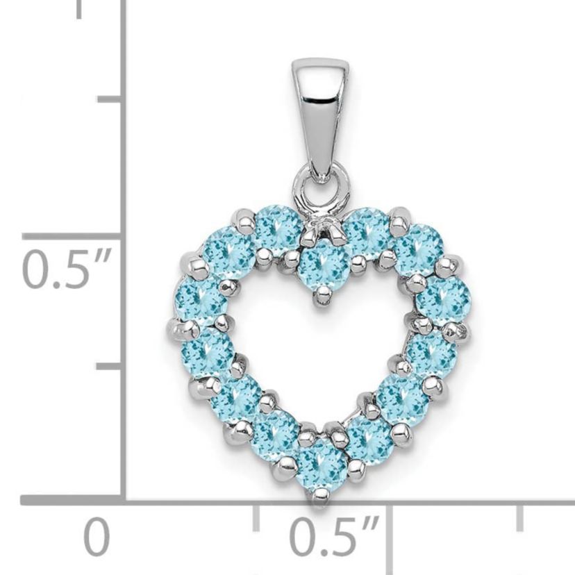 0.98 ct. t.w. Light Swiss Blue Topaz Heart Pendant in Rhodium-plated Sterling Silver