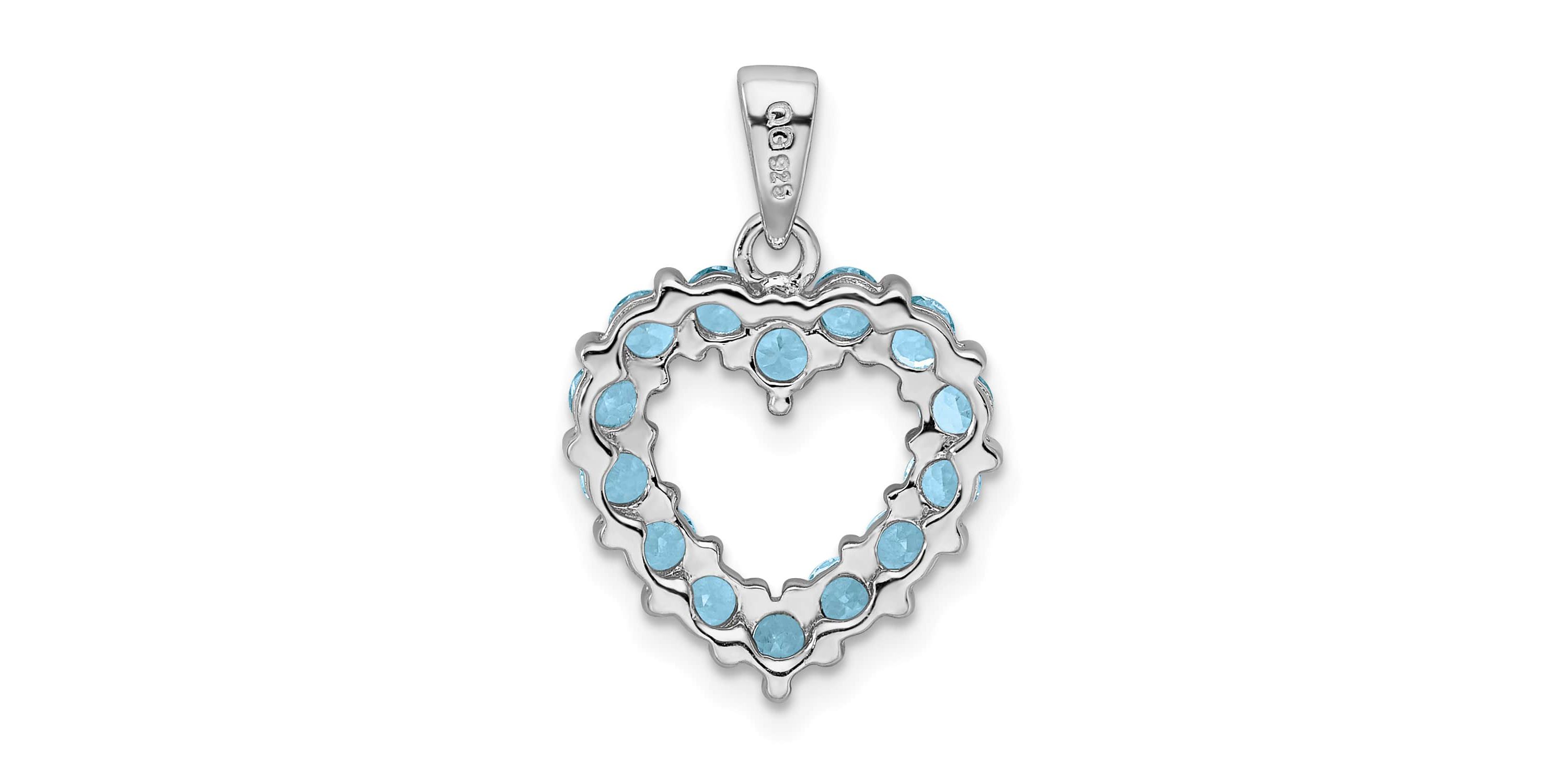 0.98 ct. t.w. Light Swiss Blue Topaz Heart Pendant in Rhodium-plated Sterling Silver