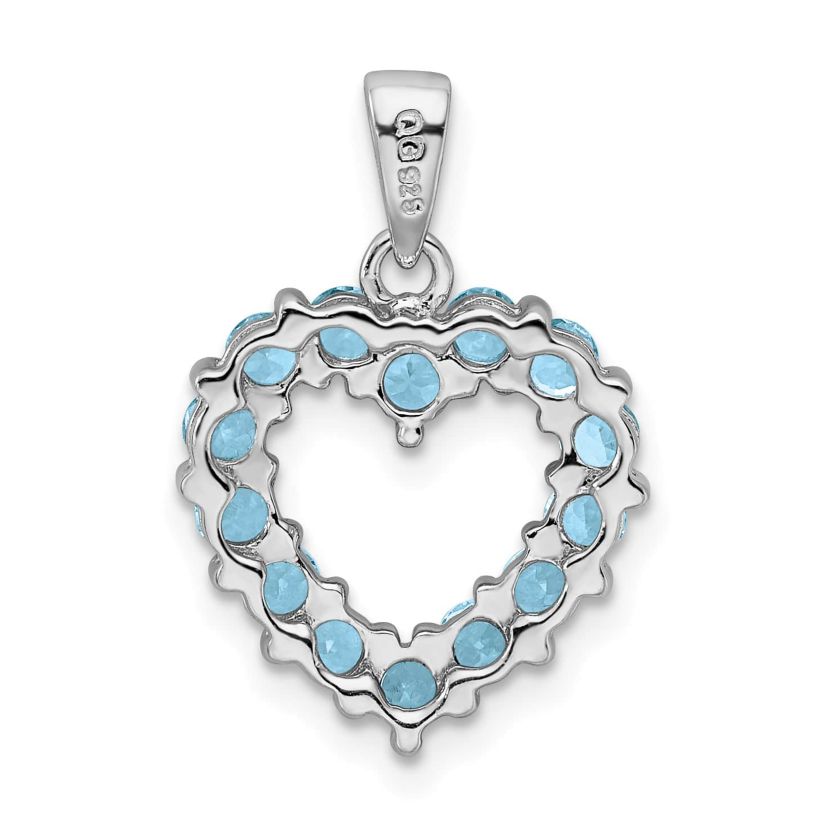 0.98 ct. t.w. Light Swiss Blue Topaz Heart Pendant in Rhodium-plated Sterling Silver