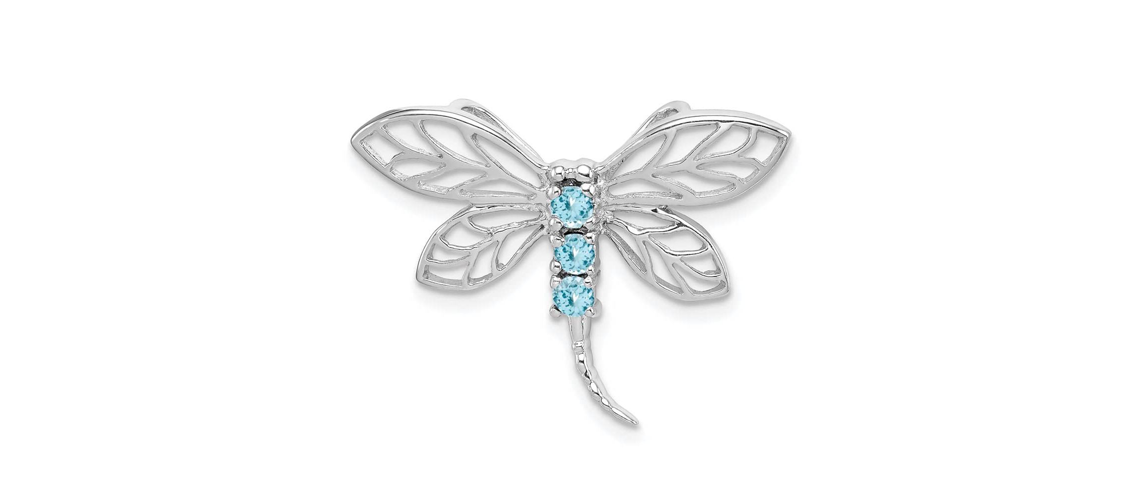1/5 ct. t.w. Light Swiss Blue Topaz Dragonfly Pendant in Rhodium-plated Sterling Silver