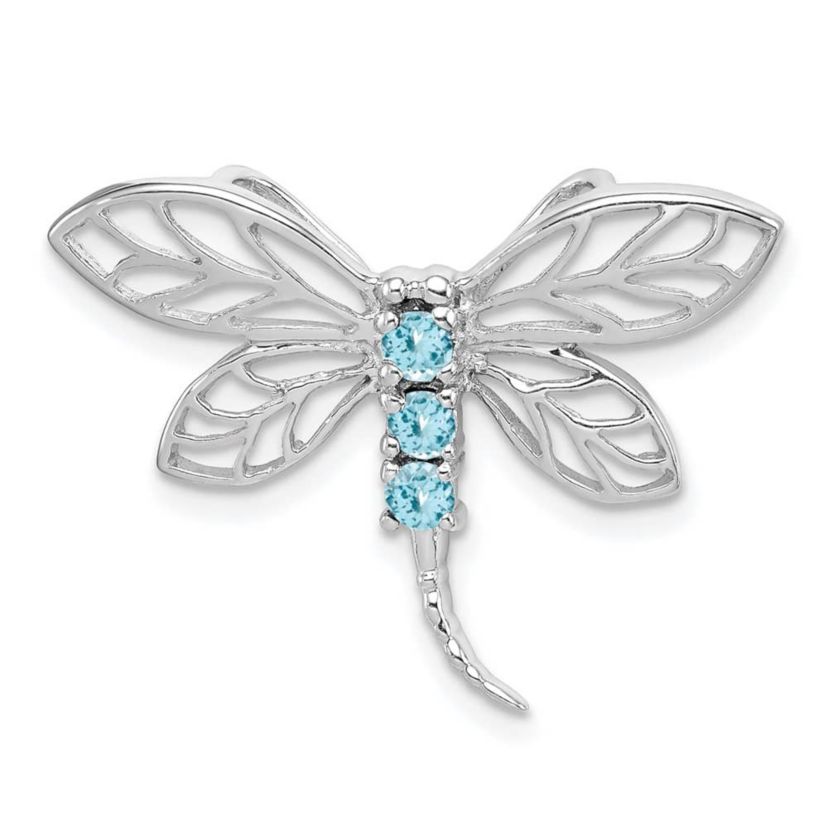 1/5 ct. t.w. Light Swiss Blue Topaz Dragonfly Pendant in Rhodium-plated Sterling Silver