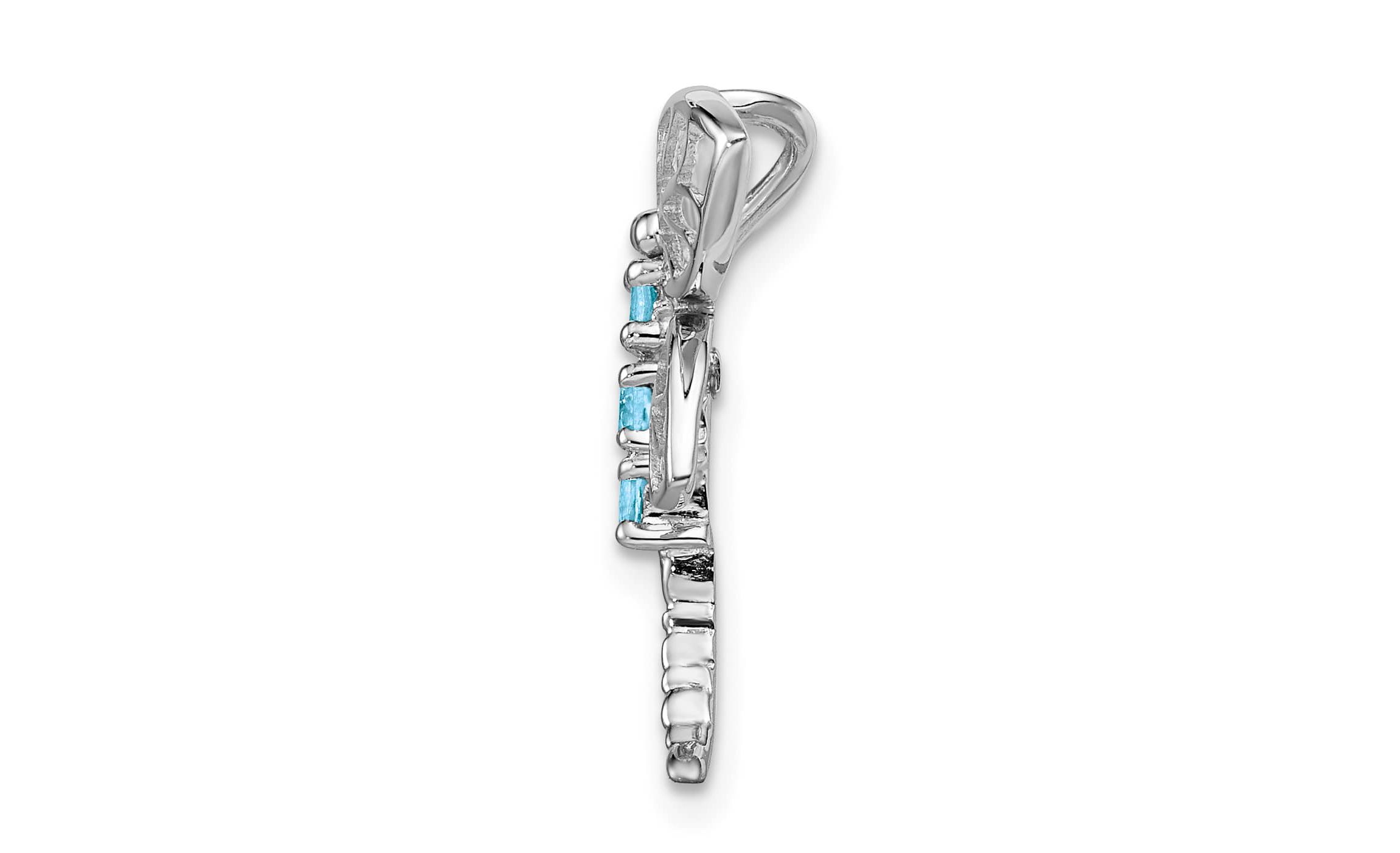 1/5 ct. t.w. Light Swiss Blue Topaz Dragonfly Pendant in Rhodium-plated Sterling Silver