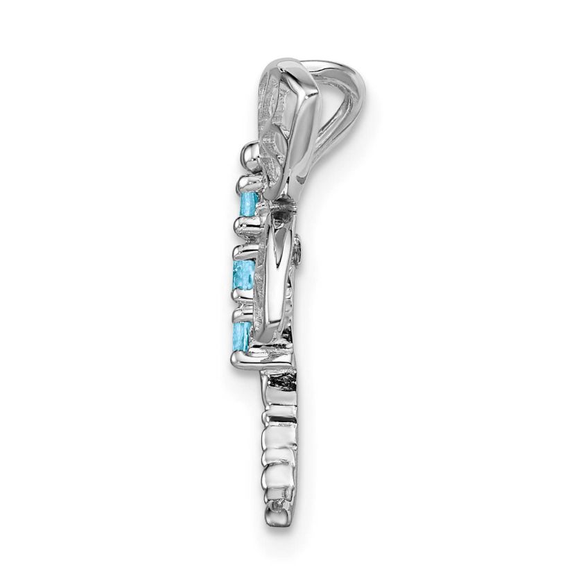 1/5 ct. t.w. Light Swiss Blue Topaz Dragonfly Pendant in Rhodium-plated Sterling Silver