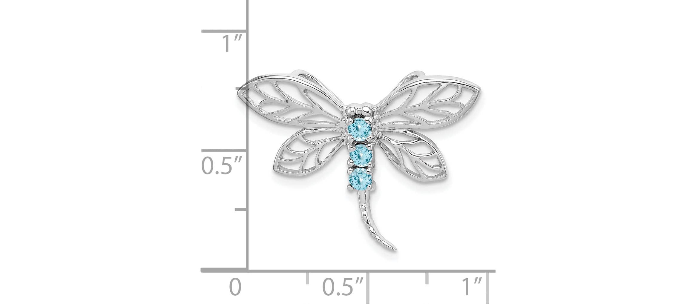 1/5 ct. t.w. Light Swiss Blue Topaz Dragonfly Pendant in Rhodium-plated Sterling Silver