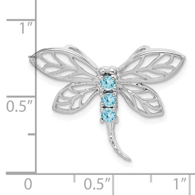 1/5 ct. t.w. Light Swiss Blue Topaz Dragonfly Pendant in Rhodium-plated Sterling Silver