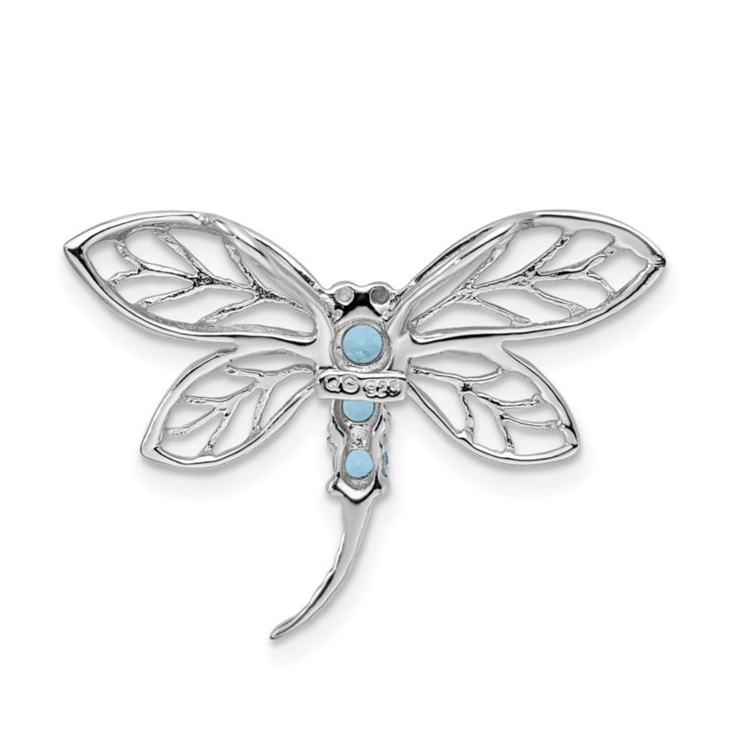 1/5 ct. t.w. Light Swiss Blue Topaz Dragonfly Pendant in Rhodium-plated Sterling Silver