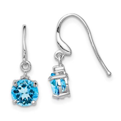 Belk & Co 2 ct. t.w. Blue Topaz and Diamond Accent Wire Earrings in Rhodium-plated Sterling Silver