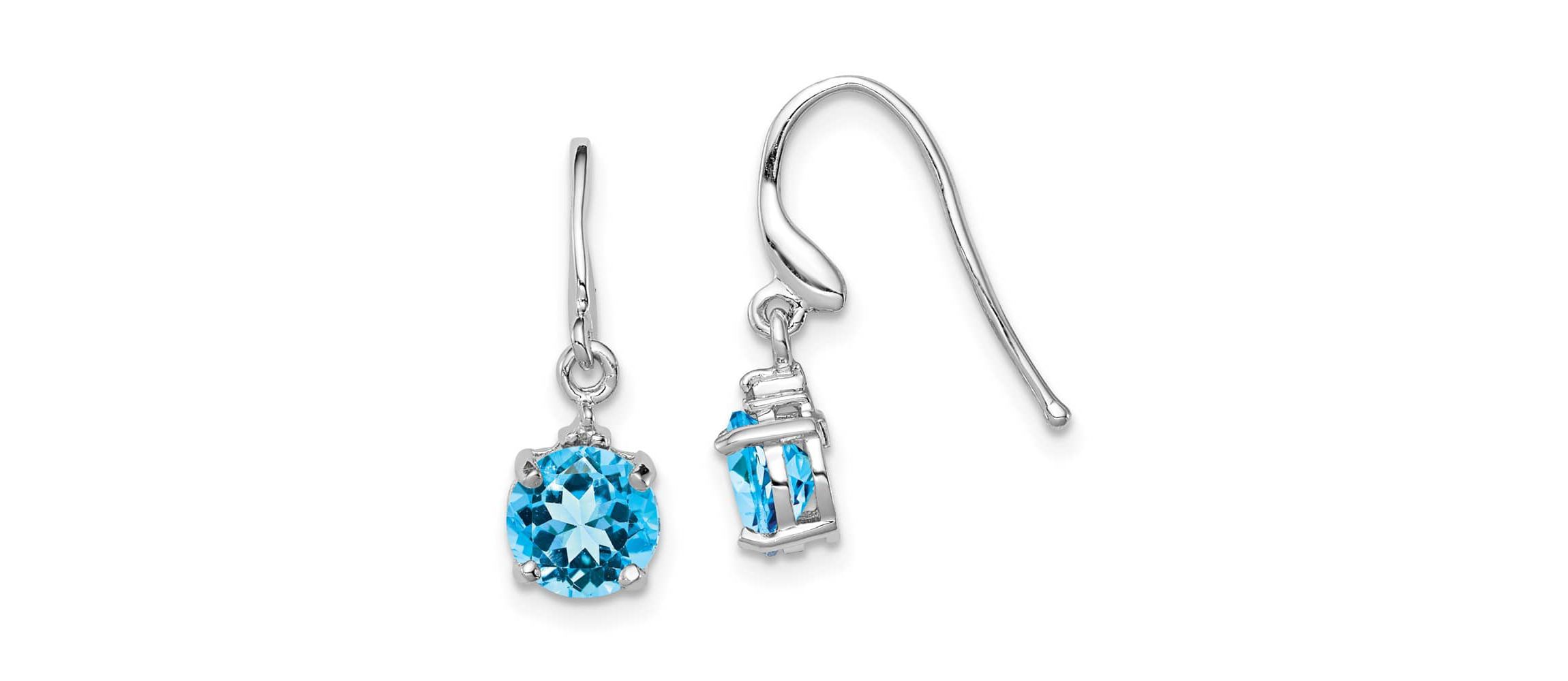 2 ct. t.w. Blue Topaz and Diamond Accent Wire Earrings in Rhodium-plated Sterling Silver
