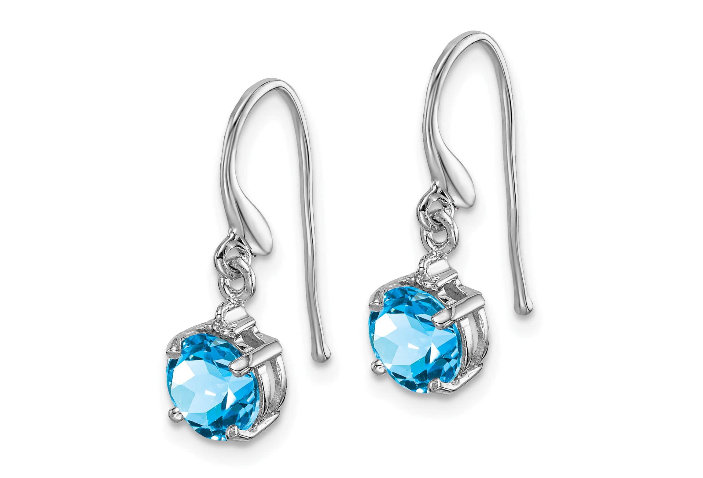 2 ct. t.w. Blue Topaz and Diamond Accent Wire Earrings in Rhodium-plated Sterling Silver