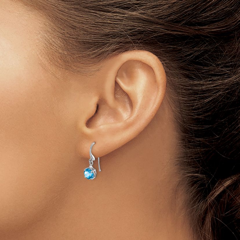 2 ct. t.w. Blue Topaz and Diamond Accent Wire Earrings in Rhodium-plated Sterling Silver