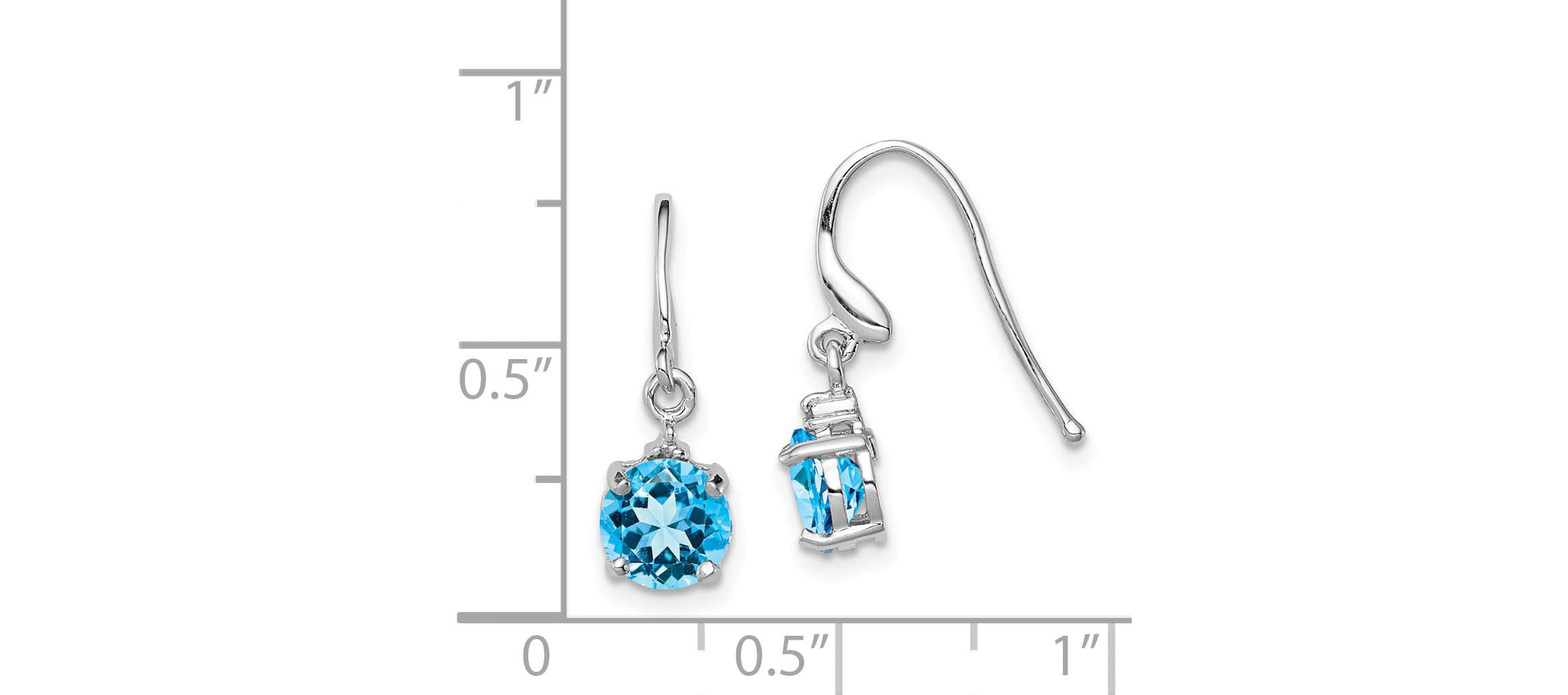 2 ct. t.w. Blue Topaz and Diamond Accent Wire Earrings in Rhodium-plated Sterling Silver