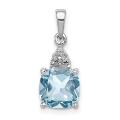 Belk & Co 2.45 ct. t.w. Light Swiss Blue Topaz and 0.003 ct. t.w. Diamond Pendant in Rhodium-plated Sterling Silver