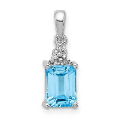 Belk & Co 1.25 ct. t.w. Light Swiss Blue Topaz and 0.003 ct. t.w. Diamond Pendant in Rhodium-plated Sterling Silver