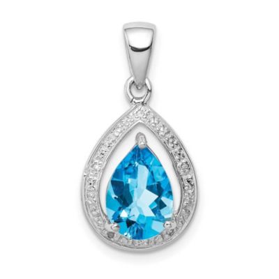 Belk & Co 2.4 ct. t.w. Light Swiss Blue Topaz and 0.02 ct. t.w. Diamond Pendant in Rhodium-plated Sterling Silver