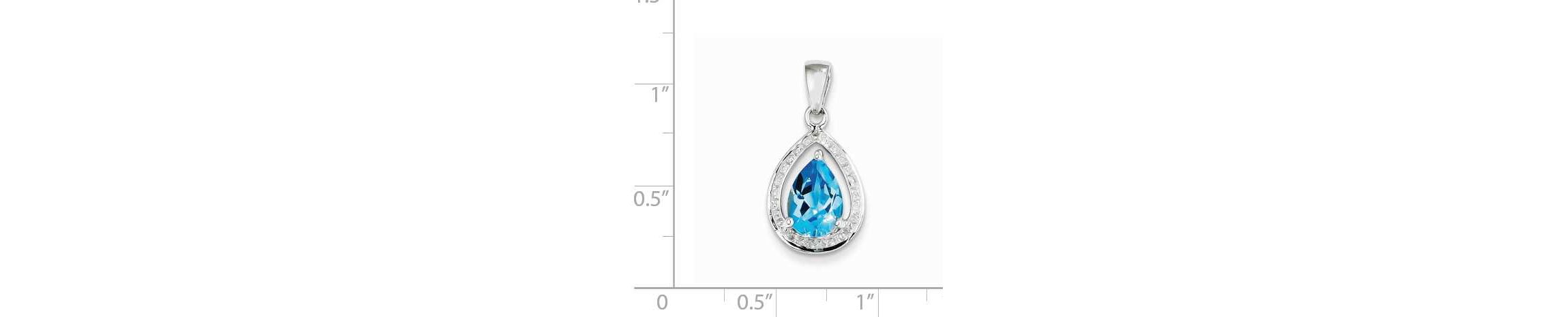 2.4 ct. t.w. Light Swiss Blue Topaz and  0.02 ct. t.w. Diamond Pendant in Rhodium-plated Sterling Silver