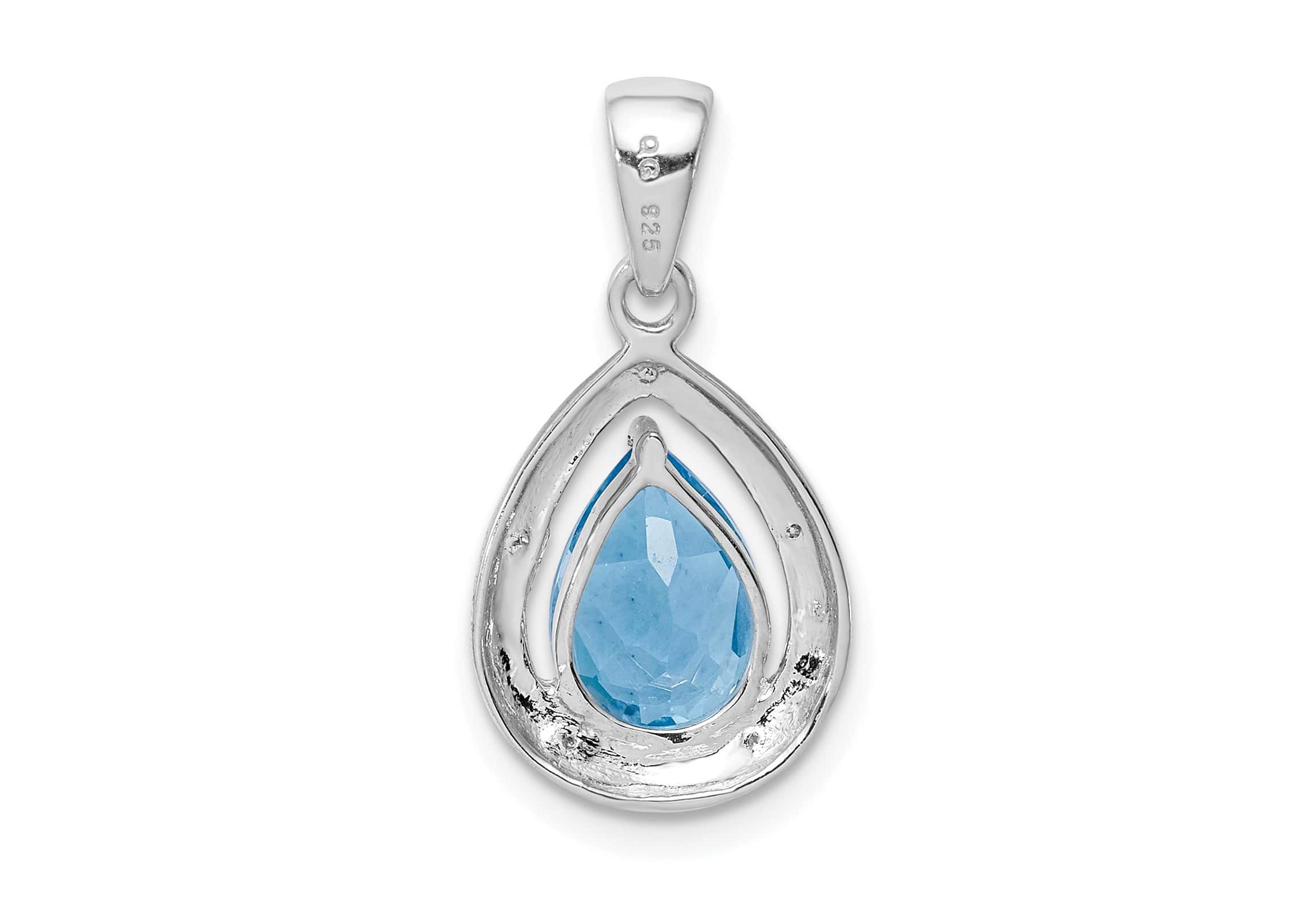 2.4 ct. t.w. Light Swiss Blue Topaz and  0.02 ct. t.w. Diamond Pendant in Rhodium-plated Sterling Silver