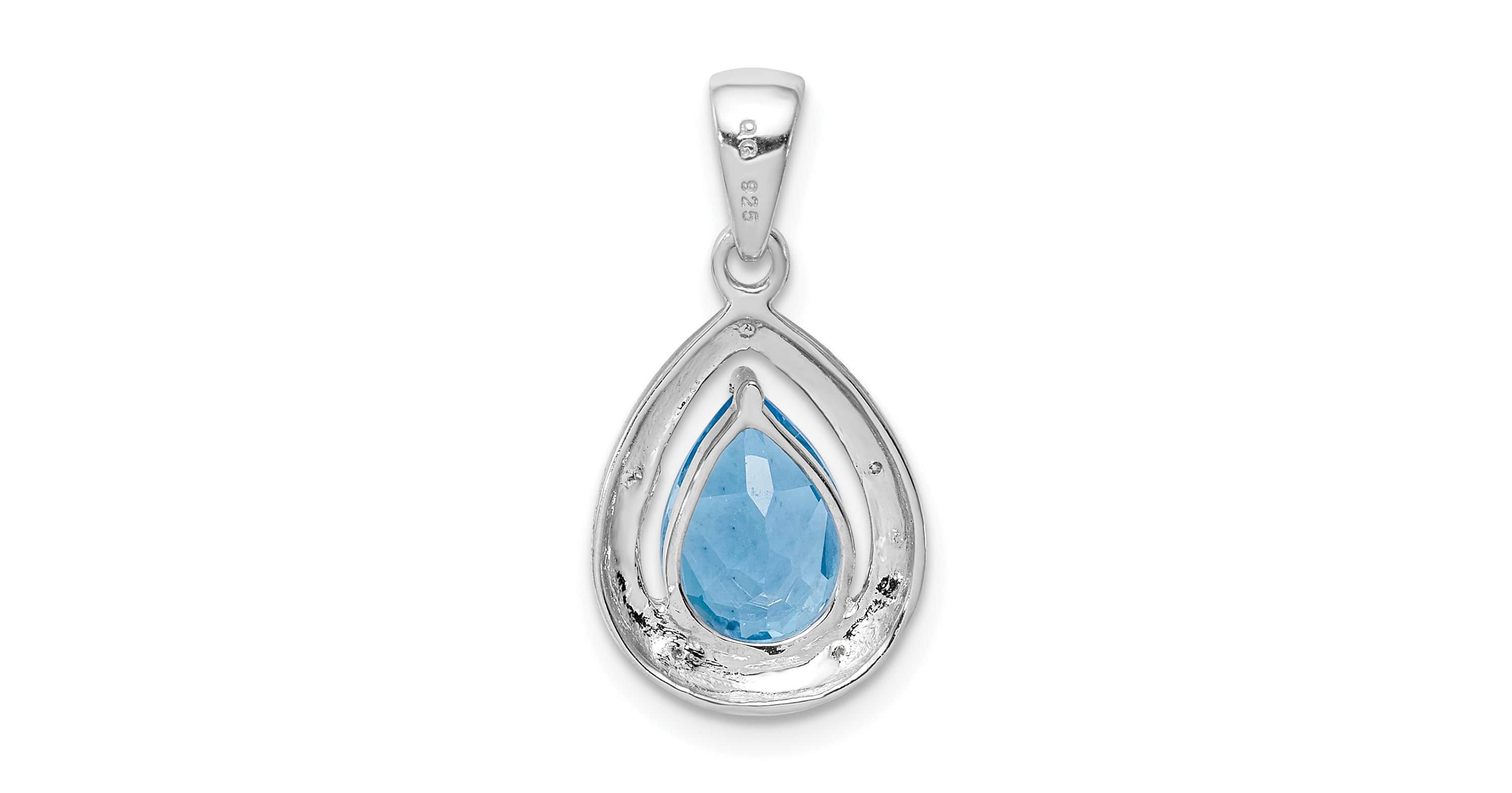2.4 ct. t.w. Light Swiss Blue Topaz and  0.02 ct. t.w. Diamond Pendant in Rhodium-plated Sterling Silver