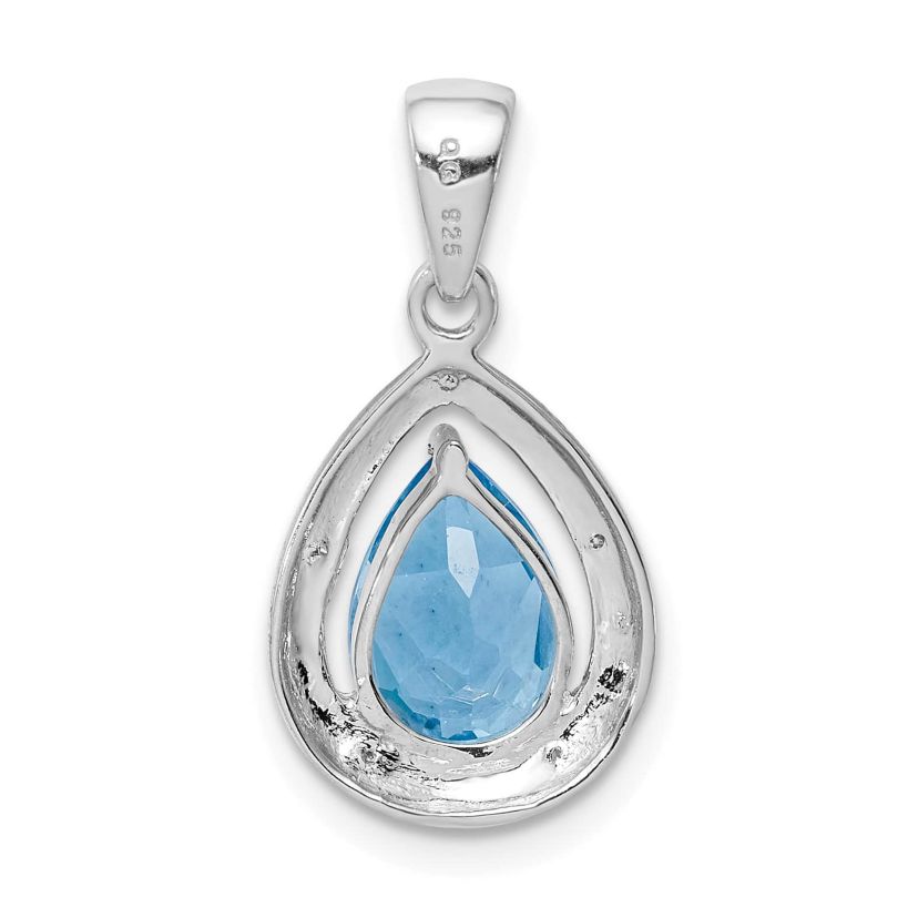 2.4 ct. t.w. Light Swiss Blue Topaz and  0.02 ct. t.w. Diamond Pendant in Rhodium-plated Sterling Silver