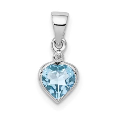 Belk & Co 3/4 ct. t.w. Light Swiss Blue Topaz and 0.01 ct. t.w. Diamond Pendant in Rhodium-plated Sterling Silver