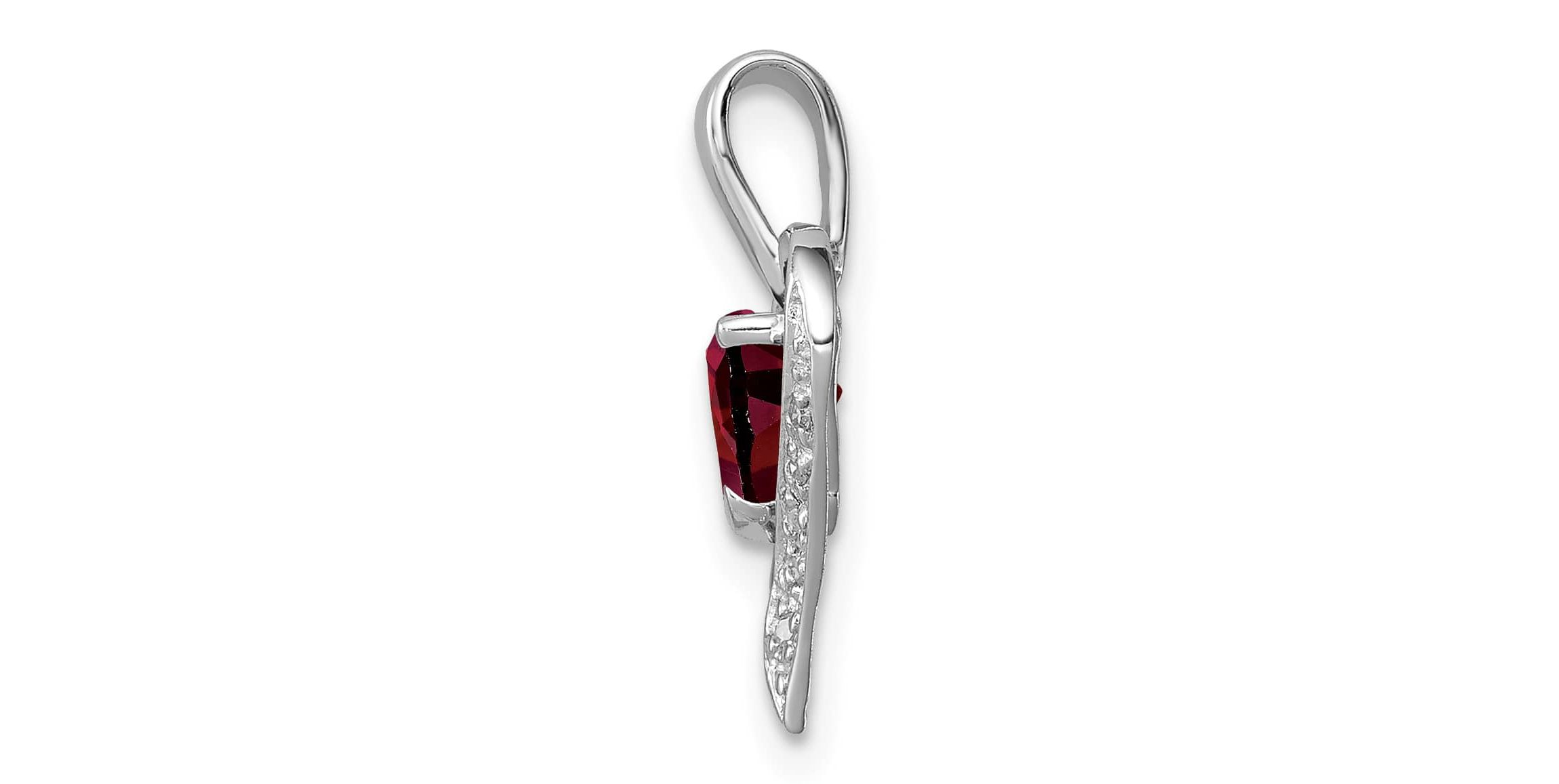 5/8 ct. t.w. Garnet Heart and 0.03 ct. t.w. Diamond Heart Pendant in Rhodium-plated Sterling Silver