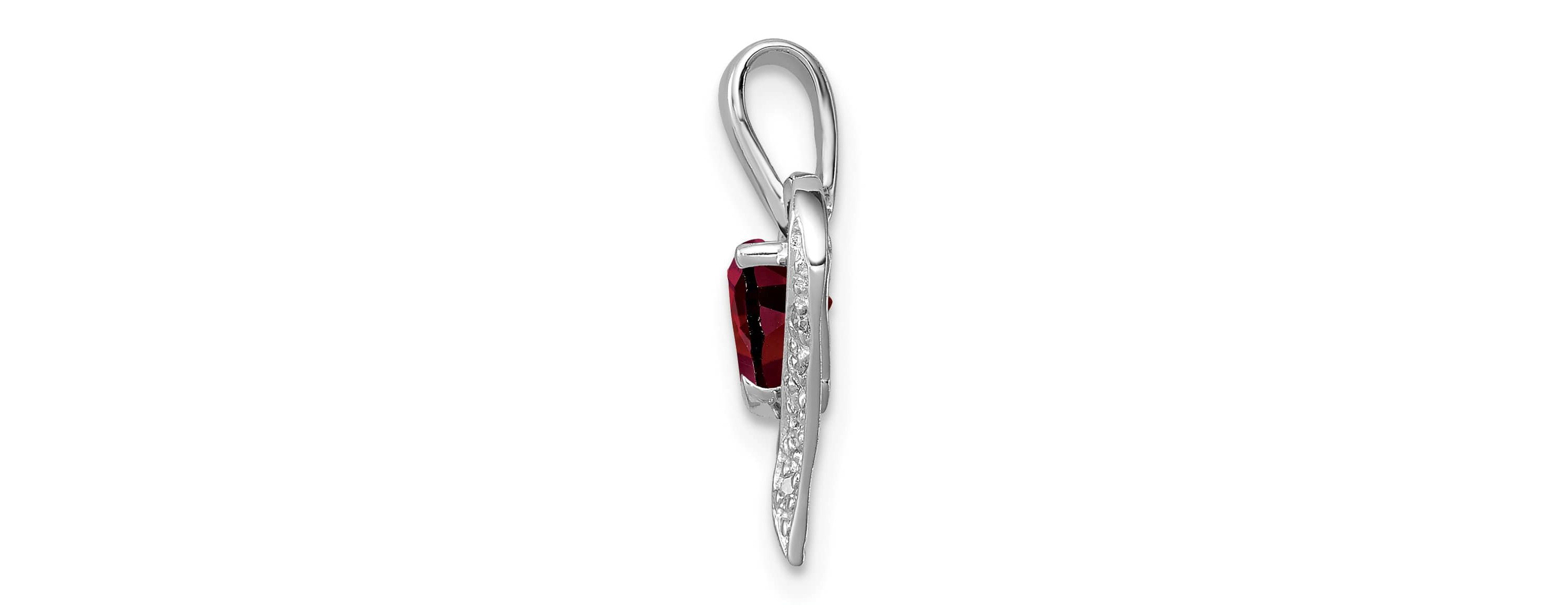 5/8 ct. t.w. Garnet Heart and 0.03 ct. t.w. Diamond Heart Pendant in Rhodium-plated Sterling Silver