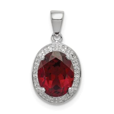 Belk & Co 2.75 ct. t.w. Garnet and 0.04 ct. t.w. Diamond Pendant in Rhodium-plated Sterling Silver, White