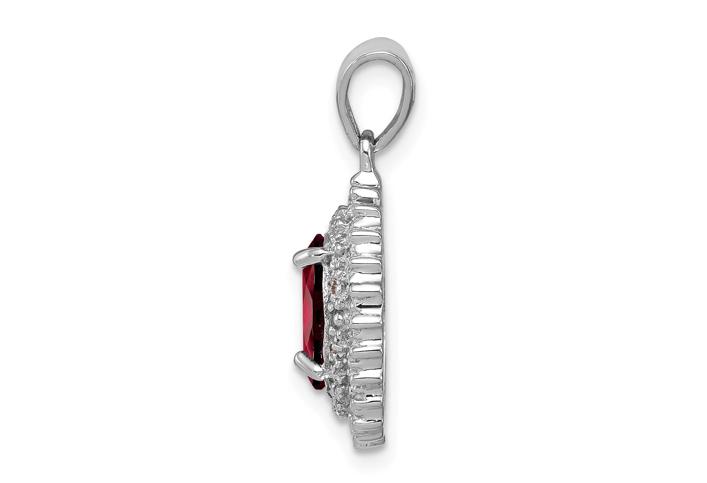 1.8 ct. t.w. Garnet and 0.01 ct. t.w. Diamond Pendant in Rhodium-plated Sterling Silver