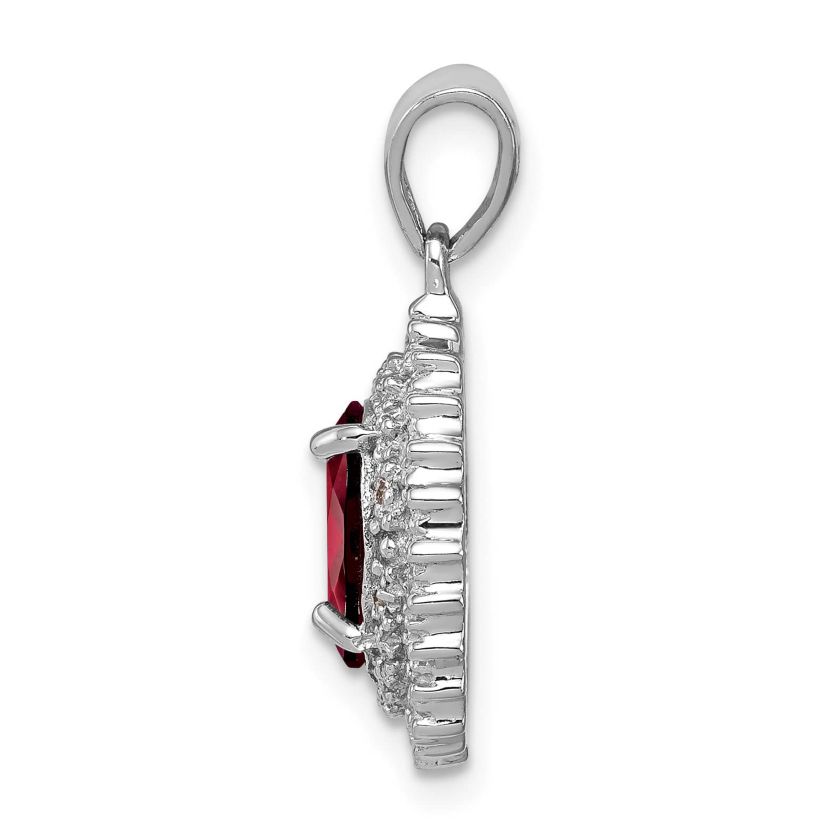 1.8 ct. t.w. Garnet and 0.01 ct. t.w. Diamond Pendant in Rhodium-plated Sterling Silver