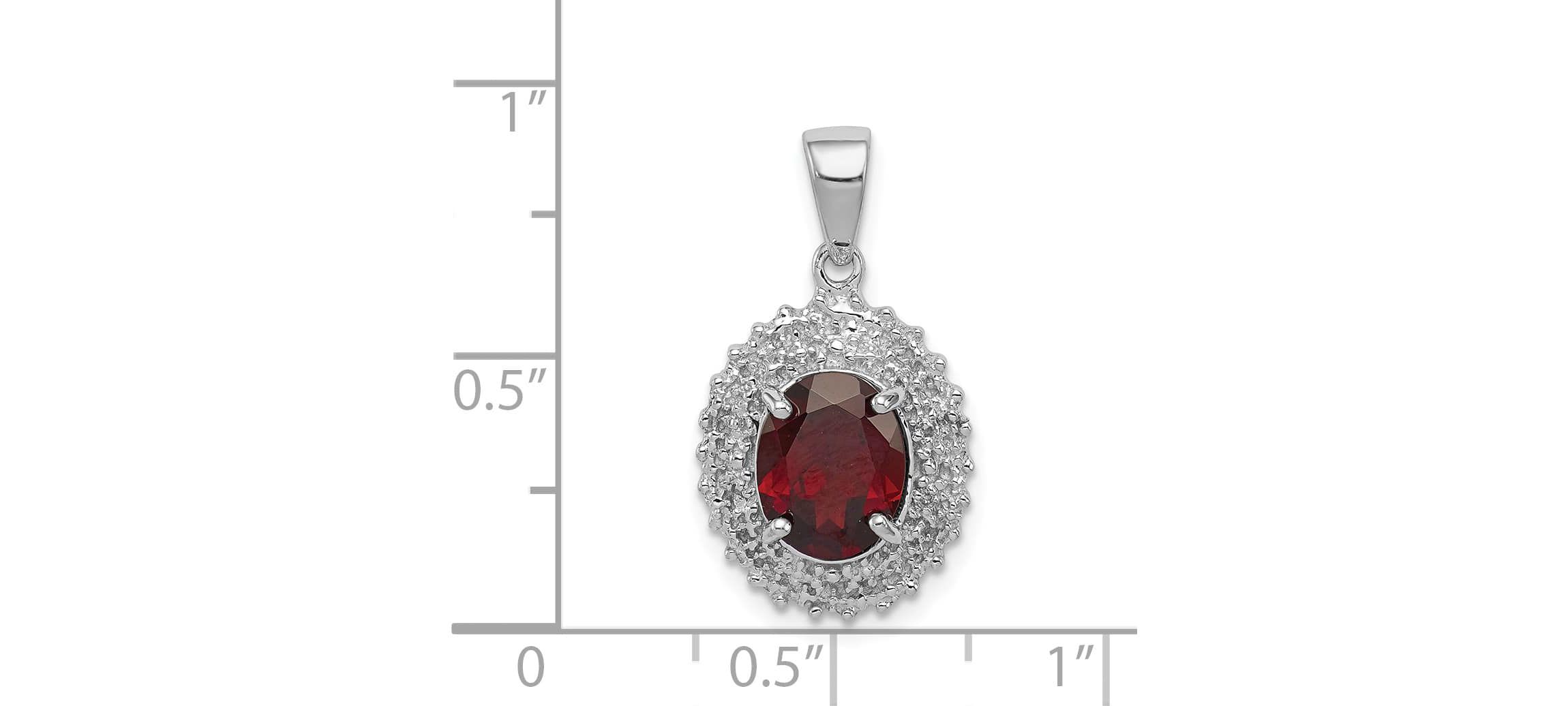 1.8 ct. t.w. Garnet and 0.01 ct. t.w. Diamond Pendant in Rhodium-plated Sterling Silver