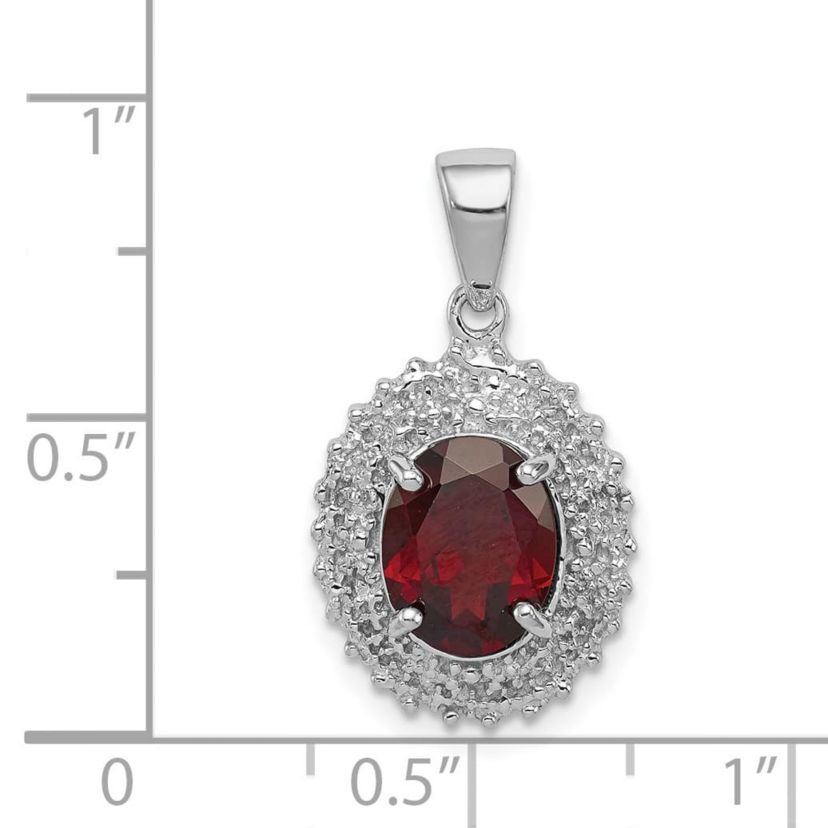 1.8 ct. t.w. Garnet and 0.01 ct. t.w. Diamond Pendant in Rhodium-plated Sterling Silver