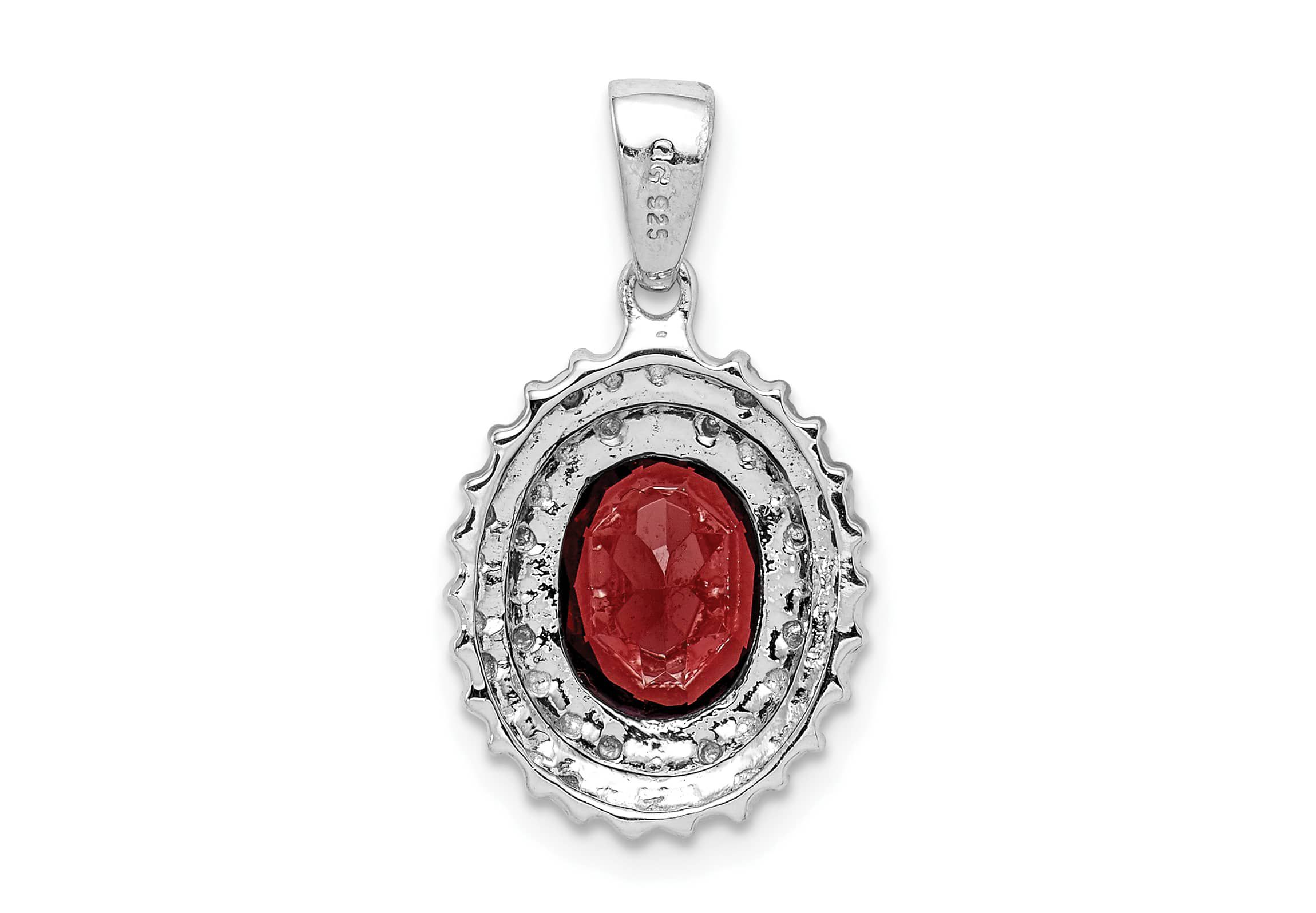 1.8 ct. t.w. Garnet and 0.01 ct. t.w. Diamond Pendant in Rhodium-plated Sterling Silver