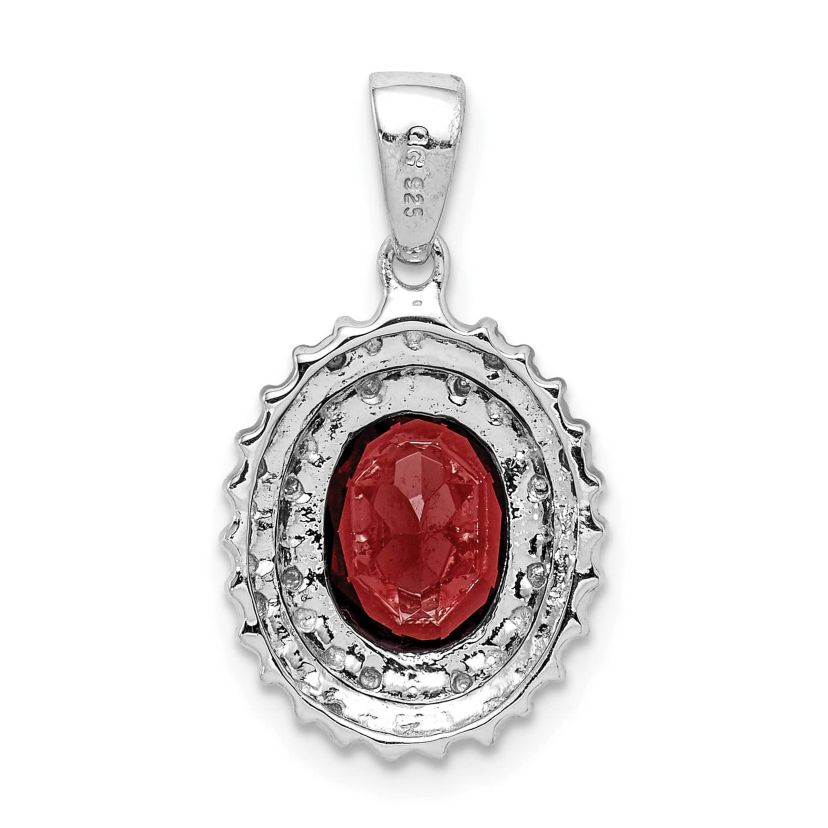 1.8 ct. t.w. Garnet and 0.01 ct. t.w. Diamond Pendant in Rhodium-plated Sterling Silver