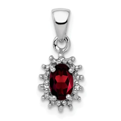 Belk & Co 1/2 ct. t.w. Garnet and 0.012 ct. t.w. Diamond Pendant in Rhodium-plated Sterling Silver, White