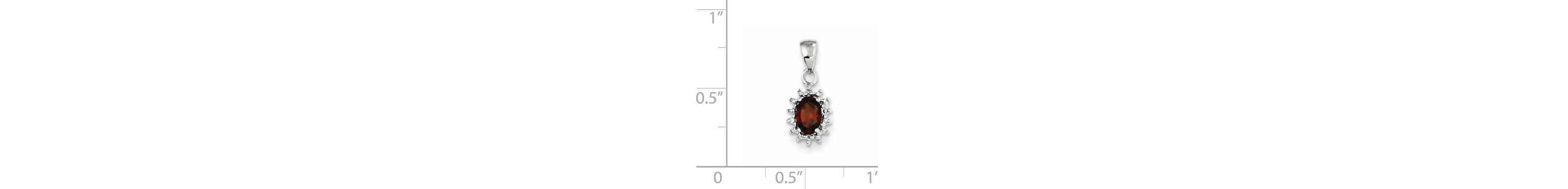 1/2 ct. t.w. Garnet and 0.012 ct. t.w. Diamond Pendant in Rhodium-plated Sterling Silver