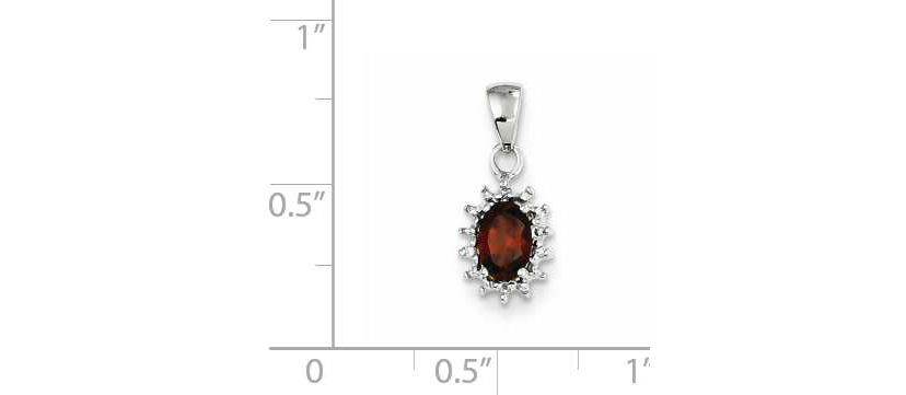 1/2 ct. t.w. Garnet and 0.012 ct. t.w. Diamond Pendant in Rhodium-plated Sterling Silver