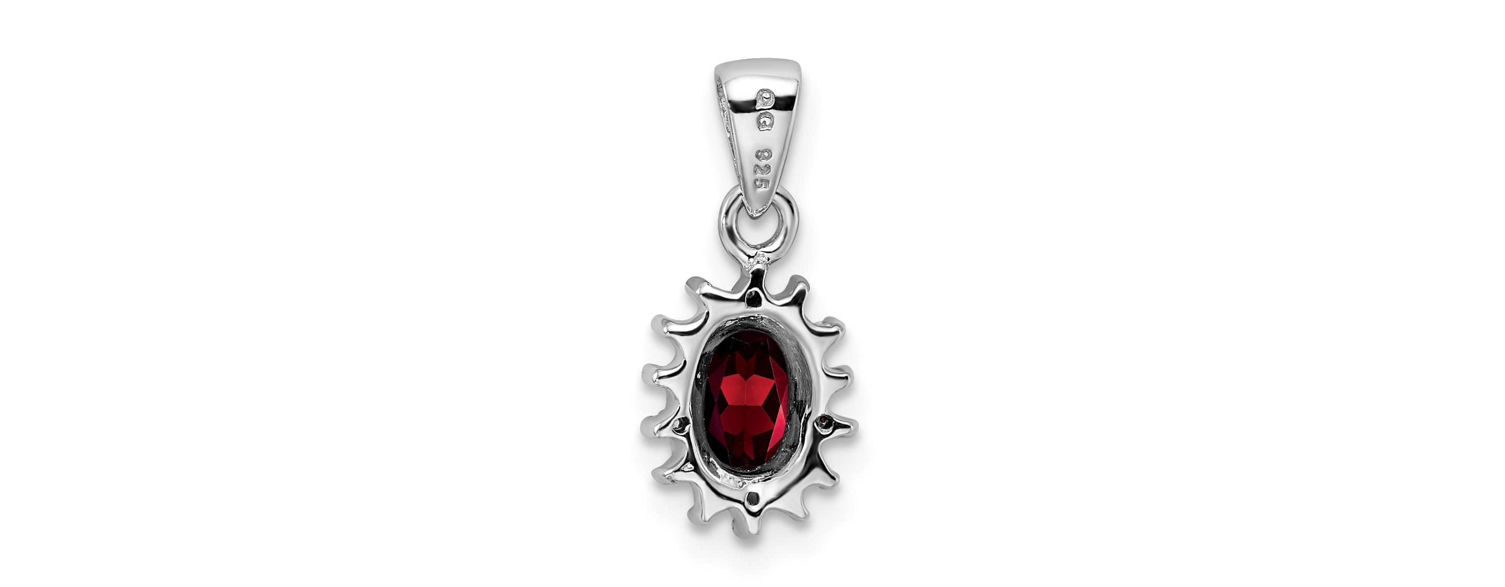 1/2 ct. t.w. Garnet and 0.012 ct. t.w. Diamond Pendant in Rhodium-plated Sterling Silver