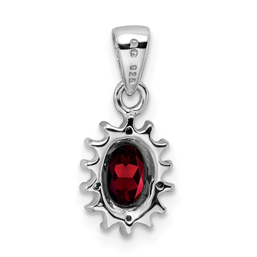 1/2 ct. t.w. Garnet and 0.012 ct. t.w. Diamond Pendant in Rhodium-plated Sterling Silver