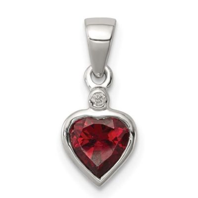 Belk & Co 0.95 ct. t.w. Garnet and 0.011 ct. t.w. Diamond Pendant in Rhodium-plated Sterling Silver, White