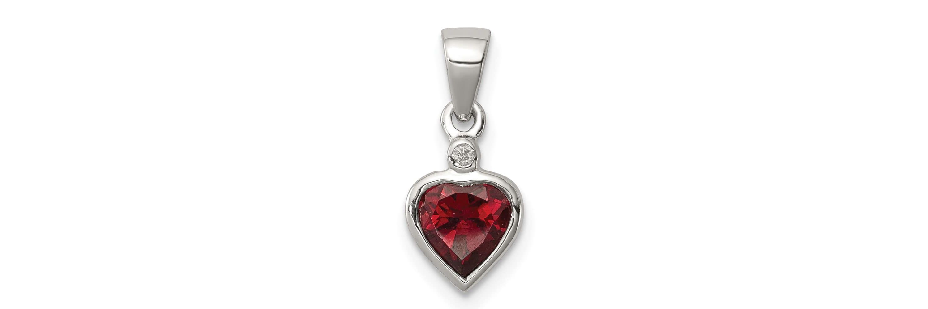 0.95 ct. t.w. Garnet and 0.011 ct. t.w. Diamond Pendant in Rhodium-plated Sterling Silver