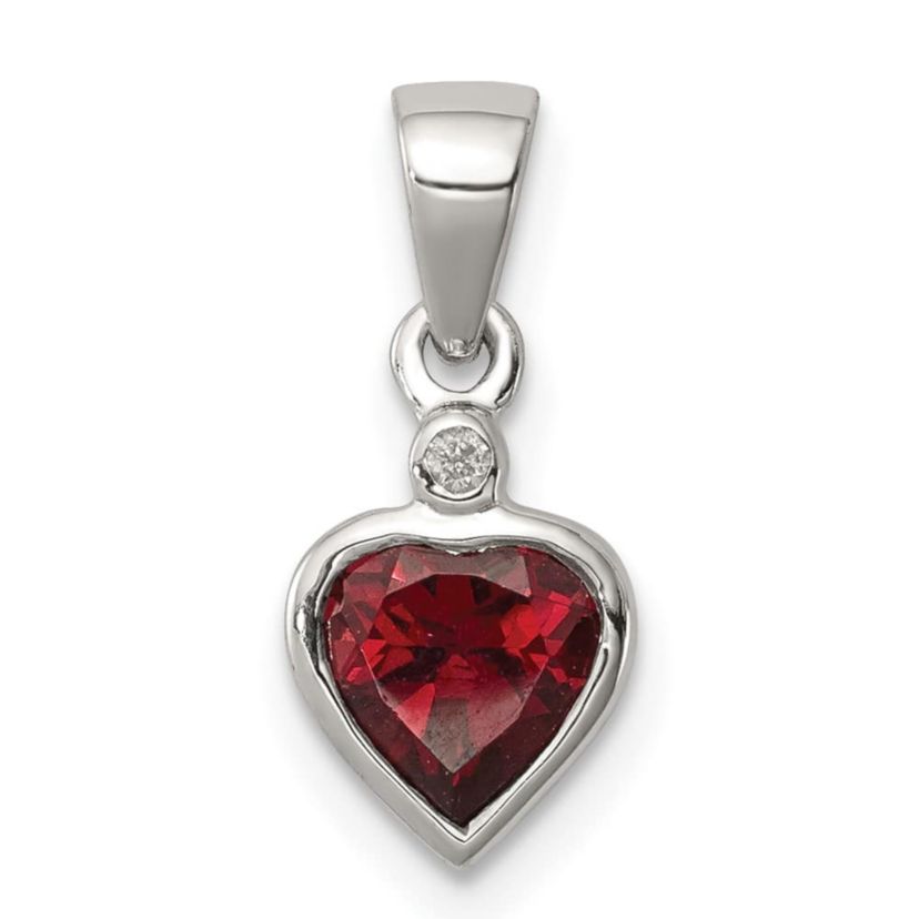 0.95 ct. t.w. Garnet and 0.011 ct. t.w. Diamond Pendant in Rhodium-plated Sterling Silver