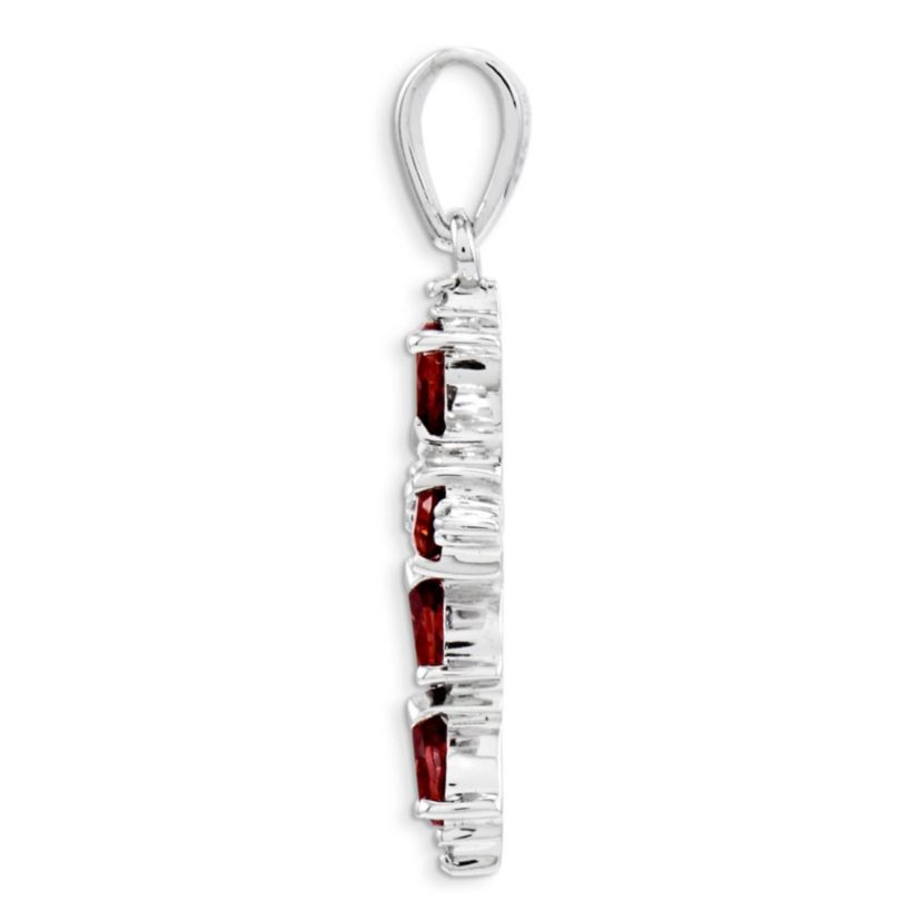 1.15 ct. t.w. Garnet and 0.02 ct. t.w. Diamond Cross Pendant in Rhodium-plated Sterling Silver