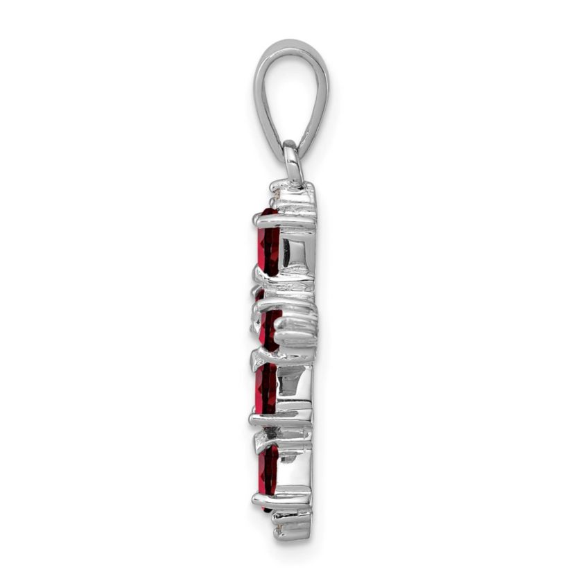 1.15 ct. t.w. Garnet and 0.02 ct. t.w. Diamond Cross Pendant in Rhodium-plated Sterling Silver