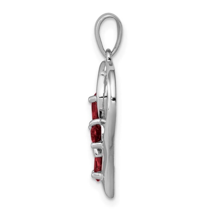 1 ct. t.w. Garnet and 0.003 ct. t.w. Diamond Butterfly Heart Pendant in Rhodium-plated Sterling Silver