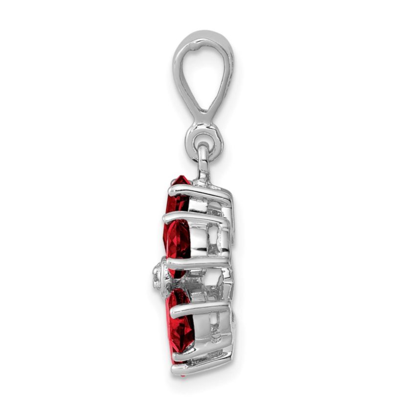 2.4 ct. t.w. Garnet and 0.003 ct. t.w. Diamond Flower Pendant in Rhodium-plated Sterling Silver