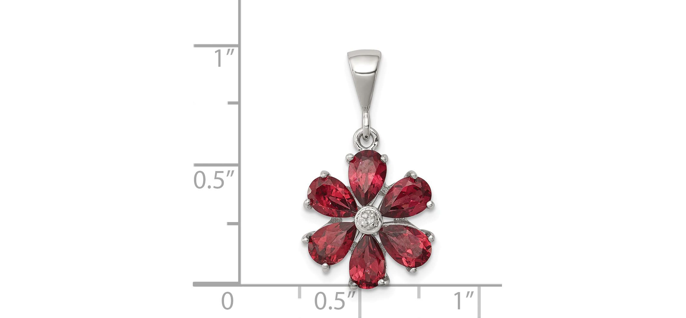 2.4 ct. t.w. Garnet and 0.003 ct. t.w. Diamond Flower Pendant in Rhodium-plated Sterling Silver