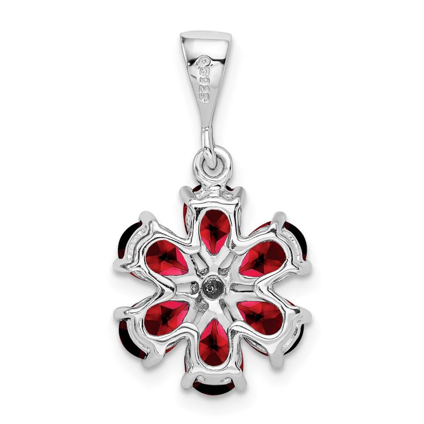 2.4 ct. t.w. Garnet and 0.003 ct. t.w. Diamond Flower Pendant in Rhodium-plated Sterling Silver