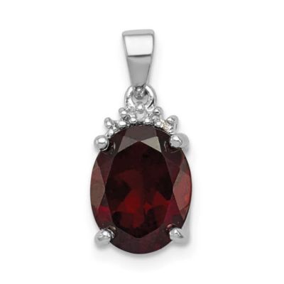 Belk & Co 2.8 ct. t.w. Garnet and 0.02 ct. t.w. Diamond Pendant in Rhodium-plated Sterling Silver, White