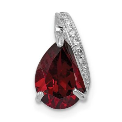 Belk & Co 1.8 ct. t.w. Garnet and 0.03 ct. t.w. Diamond Pendant in Rhodium-plated Sterling Silver, White