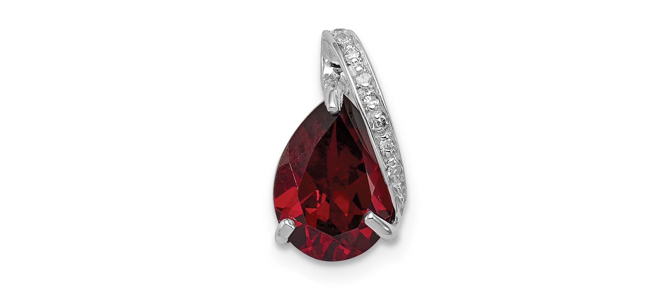 1.8 ct. t.w. Garnet and 0.03 ct. t.w. Diamond Pendant in Rhodium-plated Sterling Silver