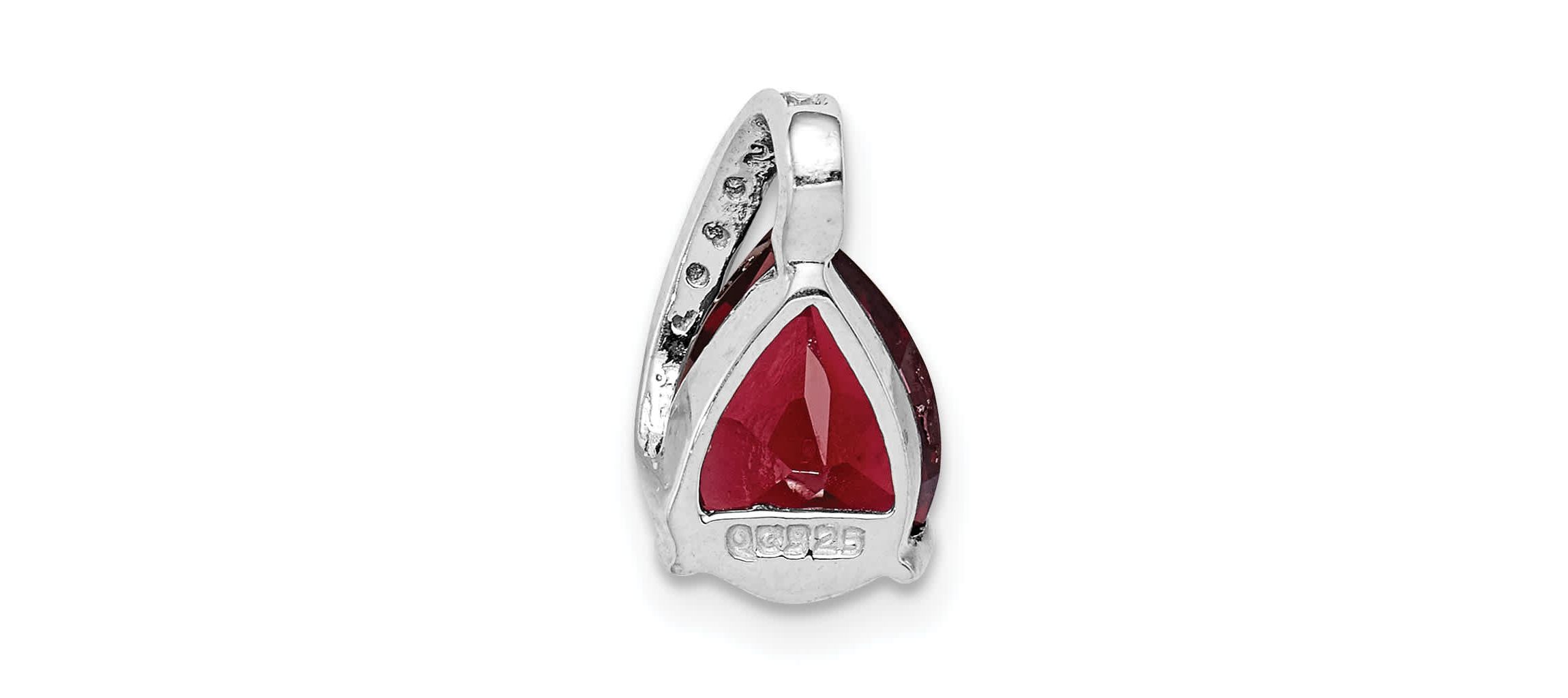 1.8 ct. t.w. Garnet and 0.03 ct. t.w. Diamond Pendant in Rhodium-plated Sterling Silver